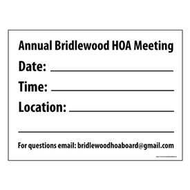 Annual Bridlewood HOA Meeting sign image