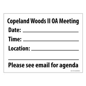 Copeland Woods II OA Meeting Sign Image