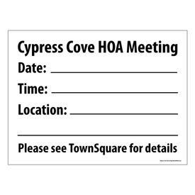 Cypress Cove HOA Meeting 18x24 Sign Image