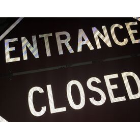 Entrance Closed Red and Reflective White Sign Image 4 (Reflection)