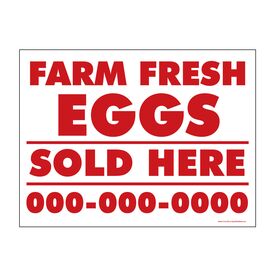 Farm Fresh Eggs Sold Here Phone Number Sign 18x24