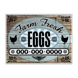 Farm Fresh Easter Eggs Phone Number Wood Grain sign image