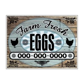 Farm Fresh Eggs For Sale Aluminum Phone Number 18x24 sign image