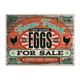Farm Fresh Free Range Eggs For Sale sign with Phone Number