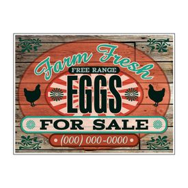 Farm Fresh Free Range Eggs For Sale sign with Phone Number