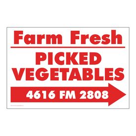 Farm Fresh Picked Vegetables Right Arrow Sign