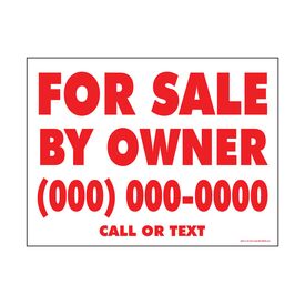 For Sale By Owner Red and White 18" x 24" coroplast sign image