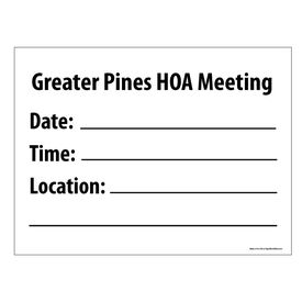 Greater Pines HOA Meeting sign image