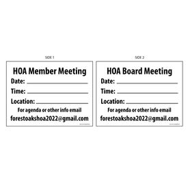 Forest Oaks HOA Member Board Meeting Sign Image