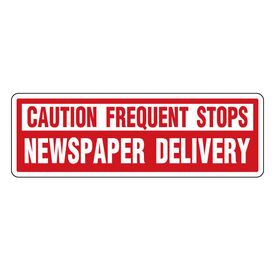 Caution Frequent Stops Newspaper Delivery 6x18 Magnetic Sign Image