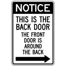 This Is the Back Door Aluminum Sign Image Black