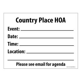Country Place HOA 18x24 Sign Image