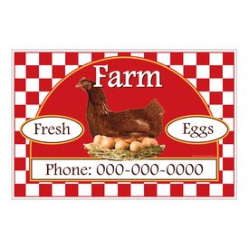 Farm Fresh Eggs $3 Per Dozen Phone Number aluminum sign image