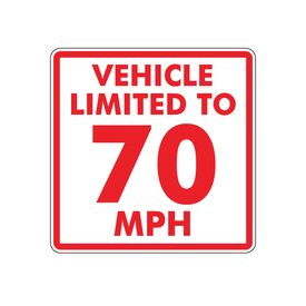 This vehicle limited to 70mph magnet image 10x10