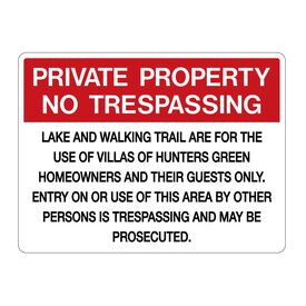 Private Property No Trespassing Villas of Hunters Green 18x24 Sign Image