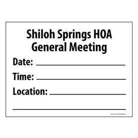 Shiloh Springs HOA Meeting Aluminum Sign Image