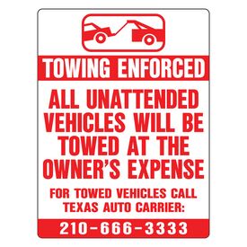 Towing enforced Coremark Circle K 24x18 sign image