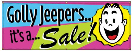 Golly Jeepers Its A Sale Retro banner image