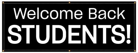 Welcome Back Students black and white banner image