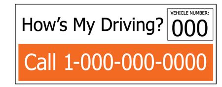Decal How's My Driving Orange 4" x 10" Image
