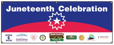 Alexandra Juneteenth Celebration Sponsor banner image with grommets