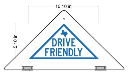 Drive Friendly decal on back of sign