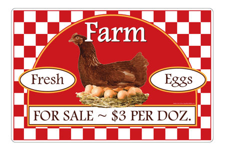 Farm Fresh Eggs $3 Per Dozen aluminum sign image