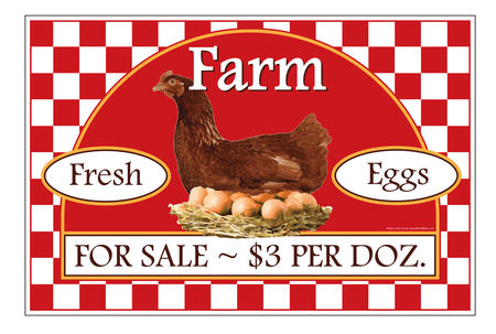 Farm Fresh Eggs $3 Per Dozen sign image