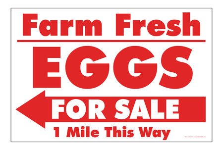 Farm Fresh Eggs R&W Left arrow sign image