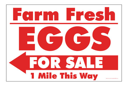 Farm Fresh Eggs R&W Left Arrow sign image