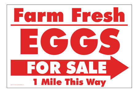 Farm Fresh Eggs R&W Right Arrow sign image