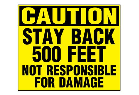 Caution Stay Back 500 Feet decal image