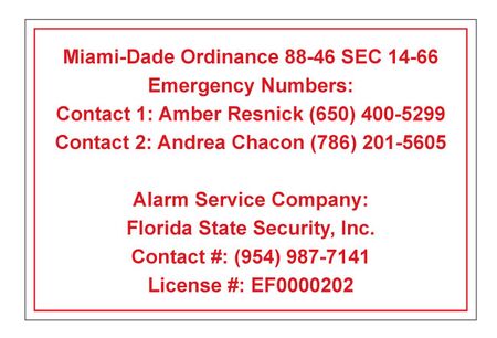 Miami-Dade Ordinance 12x18 Aluminum Sign Image