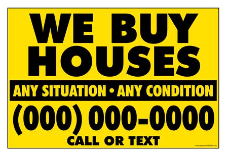 We Buy Houses Y&B sign with Phone Number image