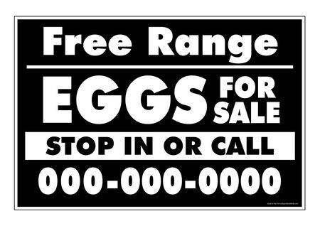 Free Range Eggs For Sale 24x36 sign image