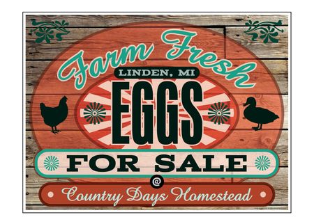 Farm Fresh Eggs Country Days Wood Grain 18" x 24" sign image