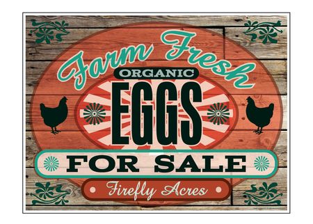 Farm Fresh Organic Eggs Wood Grain 18" x 24" sign image