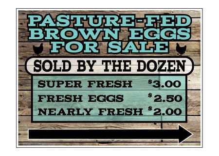 Pasture-Fed Brown Eggs Wood Grain Rt Arw sign image