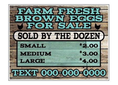 Farm Fresh Brown Eggs Phone Number Sign Image