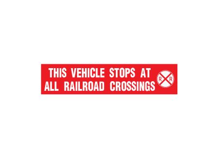 This Vehicle Stops at all Railroad Crossings decal image