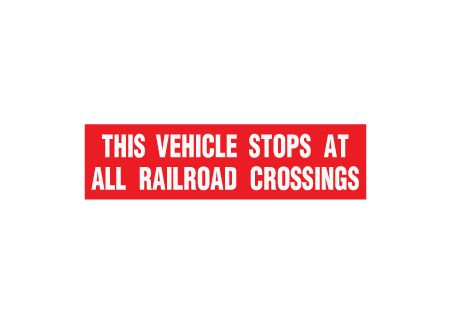 This Vehicle Stops at RR crossings decal image