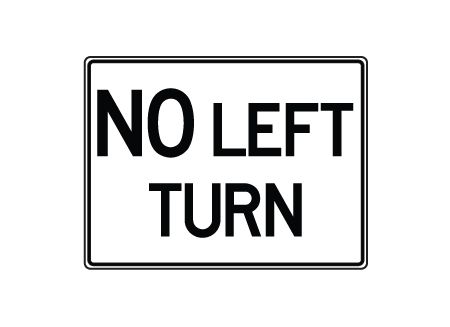 No Left Turn text sign