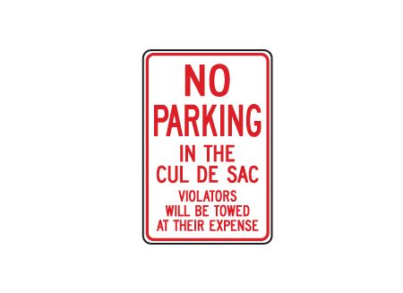 No Parking Cul De Sac sign image