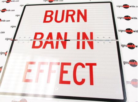 Reflective Burn Ban 24x24 Folding Sign Image 1 with holes