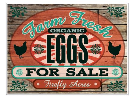 Farm Fresh Organic Eggs Wood Grain 24x32 sign image