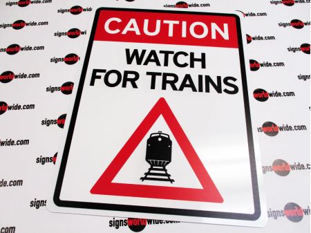 Caution Watch For Trains sign image