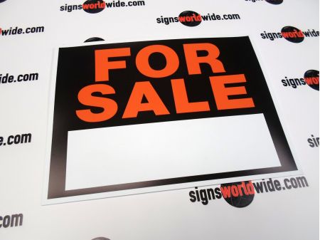 For Sale black and orange sign image