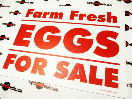 Farm Fresh Eggs Red and White sign image