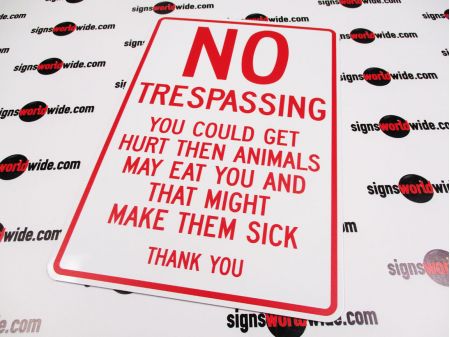 No Trespassing Sick Animals sign image