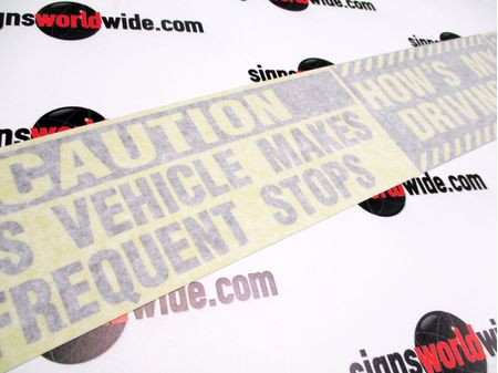 Caution Frequent Stops Hows My Driving Decal Image With Transfer tape 2